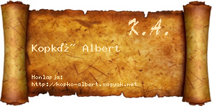 Kopkó Albert névjegykártya